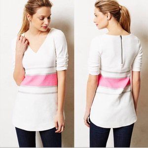 ANTHROPOLOGIE Deletta white & pink tunic dress